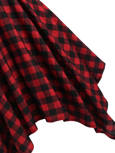 Vintage Højtaljet Ternet Kjole