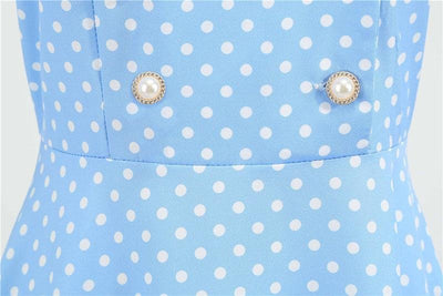 50'er Himmelblå Polka Dot Kjole