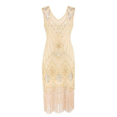 Vintage 20'er Pailletkjole Beige