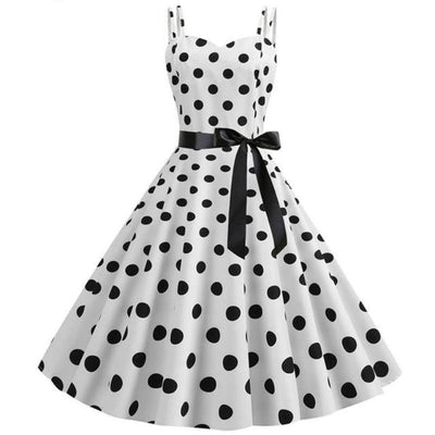 Vintage Rockabilly Kjole Hvide Polka Dots