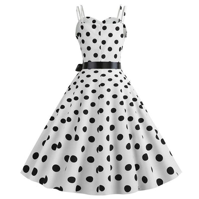 Vintage Rockabilly Kjole Hvide Polka Dots
