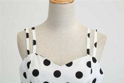 Vintage Rockabilly Kjole Hvide Polka Dots