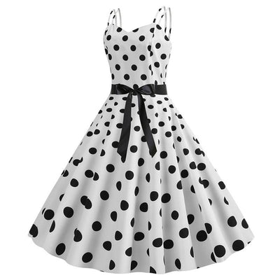 Vintage Rockabilly Kjole Hvide Polka Dots
