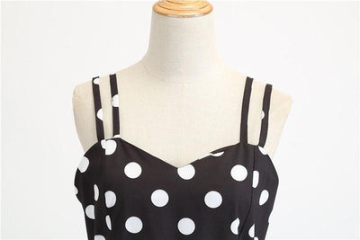 Vintage Rockabilly Kjole Sort Hvid Polka Dots