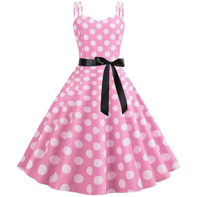 Vintage Rockabilly Kjole Pink Polka Dots