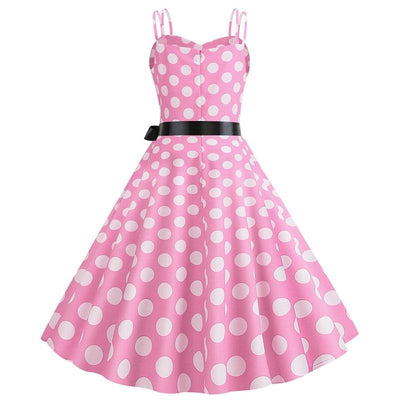Vintage Rockabilly Kjole Pink Polka Dots