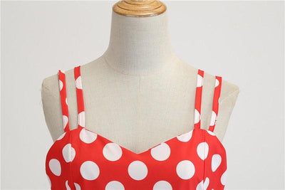 Vintage Rockabilly Kjole Rød Hvid Polka Dots