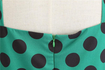 Vintage Rockabilly Kjole Polka Dot Green
