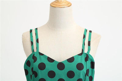 Vintage Rockabilly Kjole Polka Dot Green