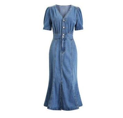 Vintage 40'er Out-Fit Kjole Blå