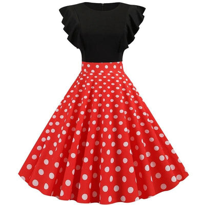 Rockabilly Kjole Med Kasketærmer