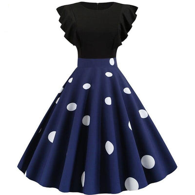 Rockabilly Kjole Med Kasketærmer