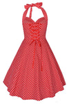 50'er Rød Polka Dot Halter Dress