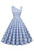 Vintage Asymmetrisk Kjole Med Blå Plaid
