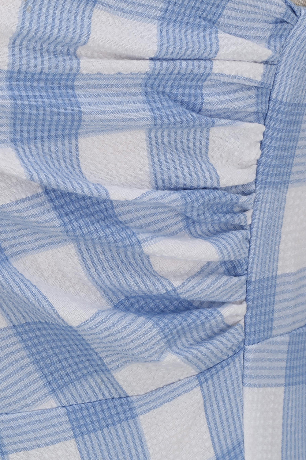 Vintage Asymmetrisk Kjole Med Blå Plaid