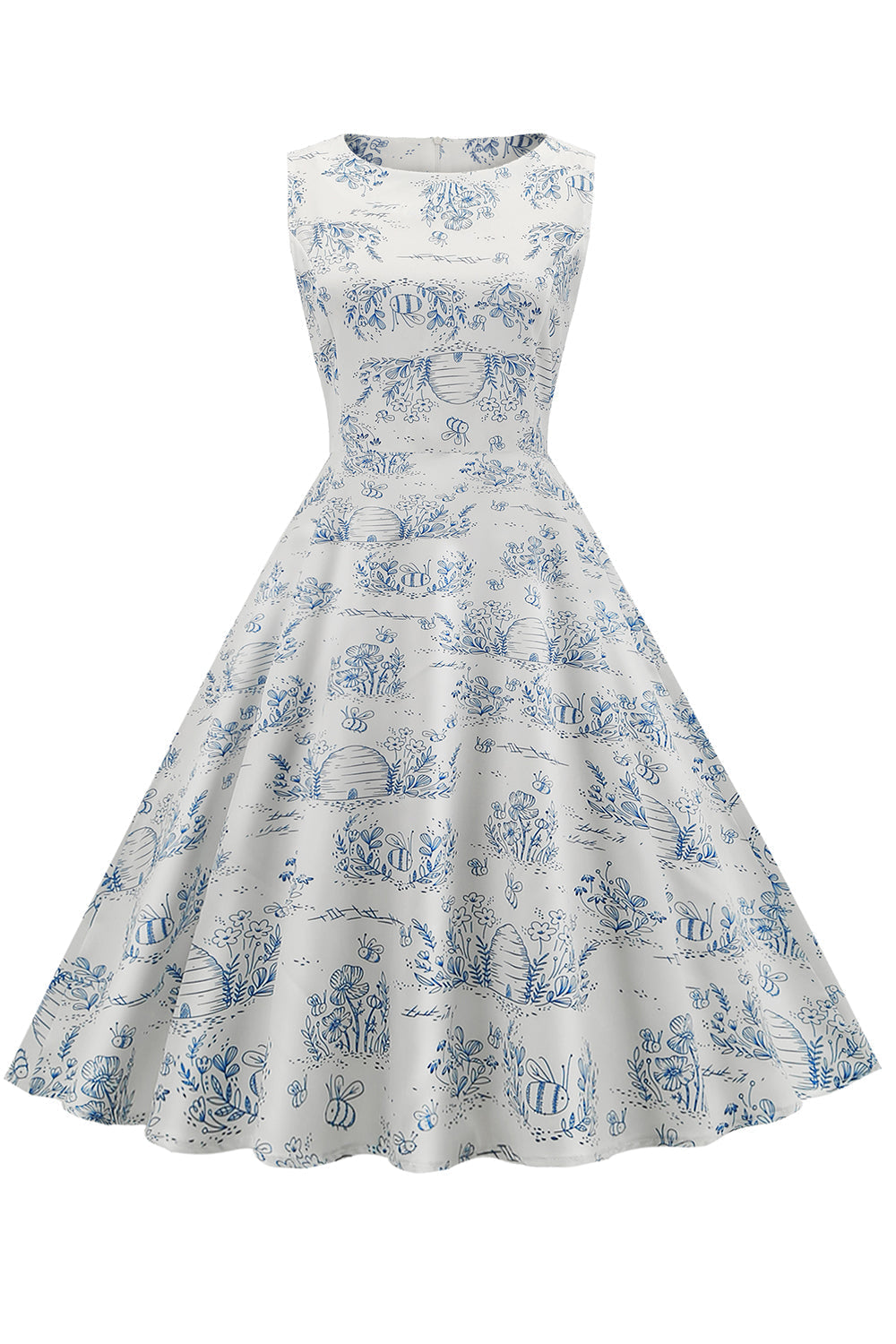 Vintage Kjole Med Blomstertryk Fra 1950'erne