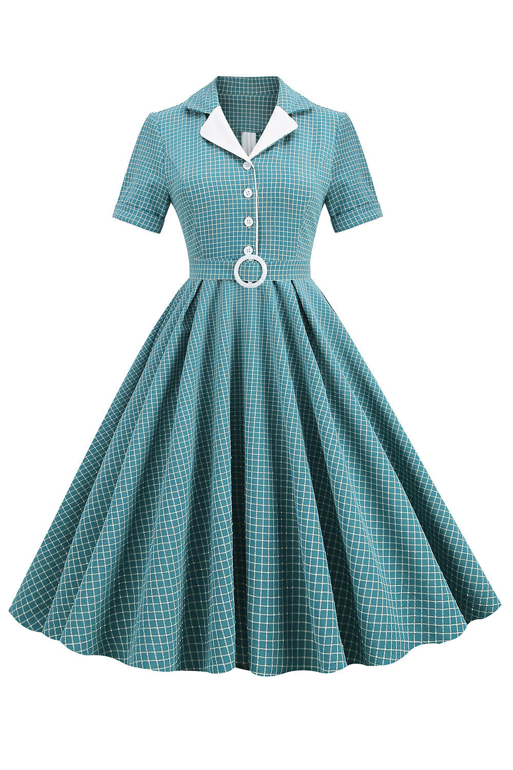 Vintage 1950'er Plaid Bælte Kjole