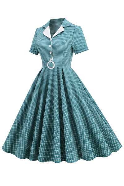 Vintage 1950'er Plaid Bælte Kjole