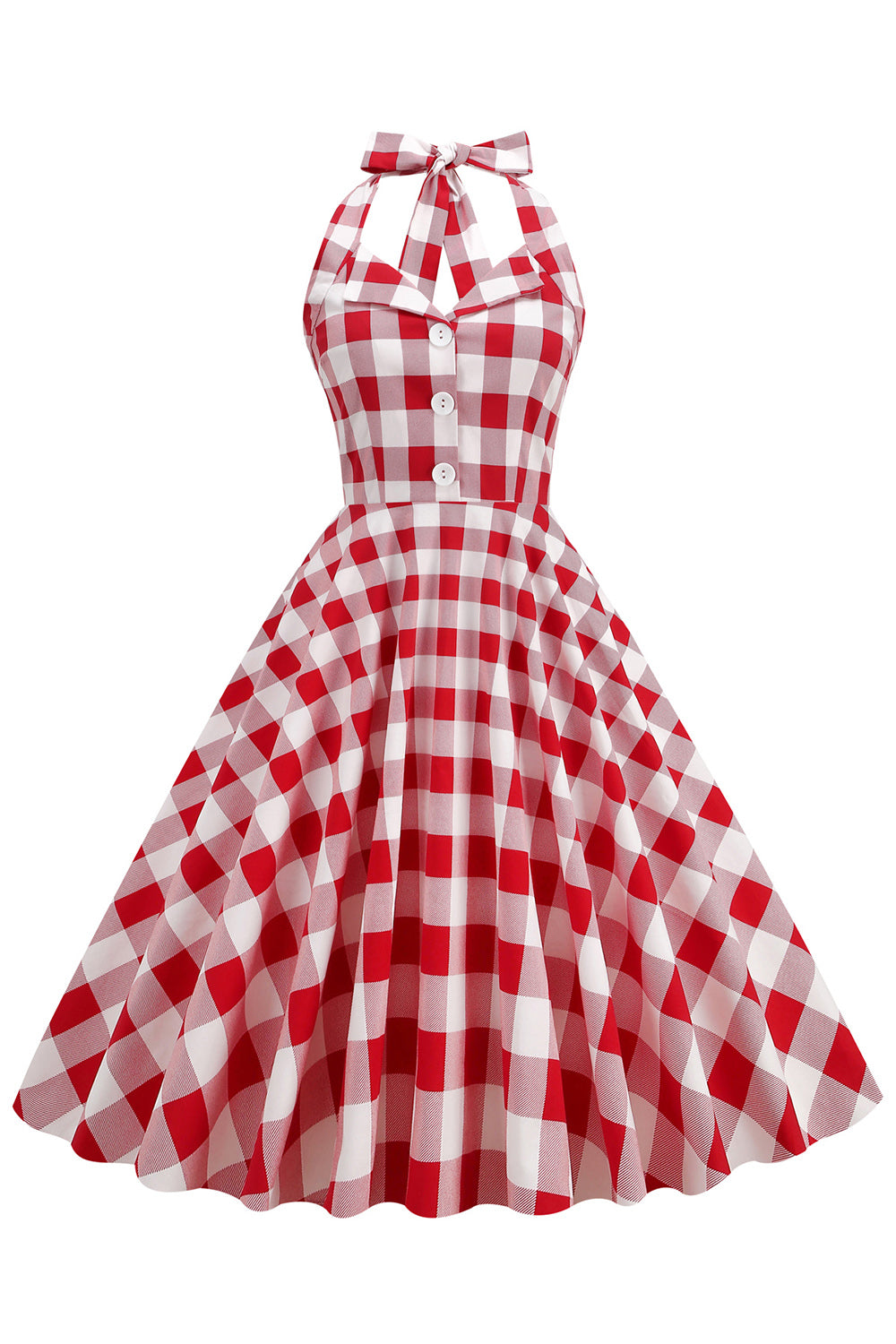 Vintage 1950'er Rød Plaid A-Line Kjole