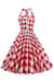 Vintage 1950'er Rød Plaid A-Line Kjole