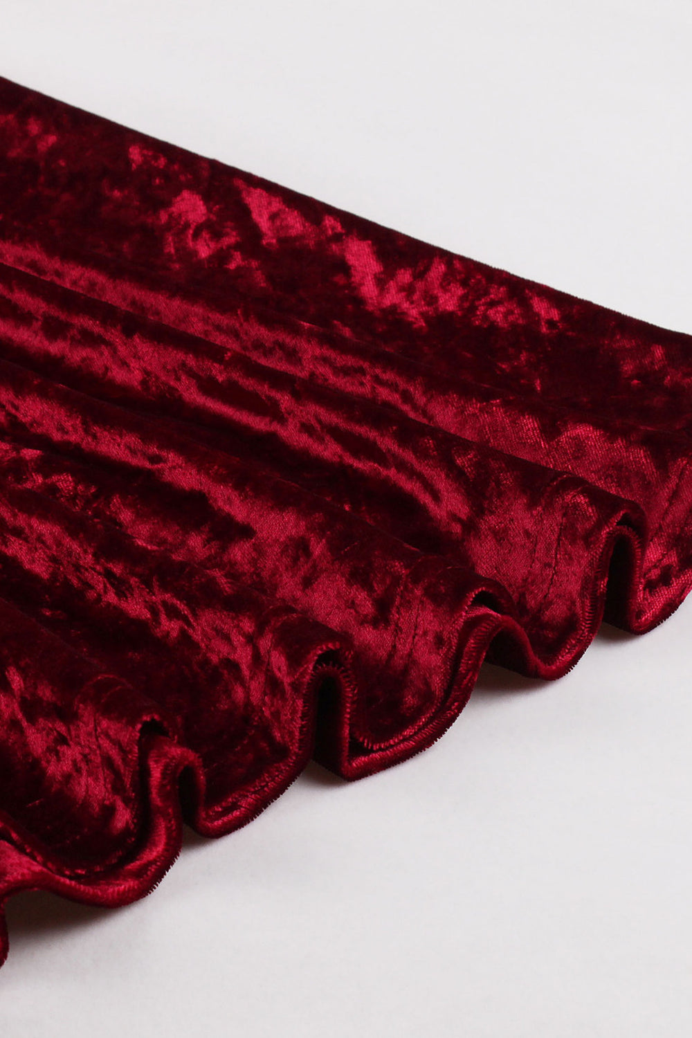 Burgundy Velvet Langærmet Swing Kjole