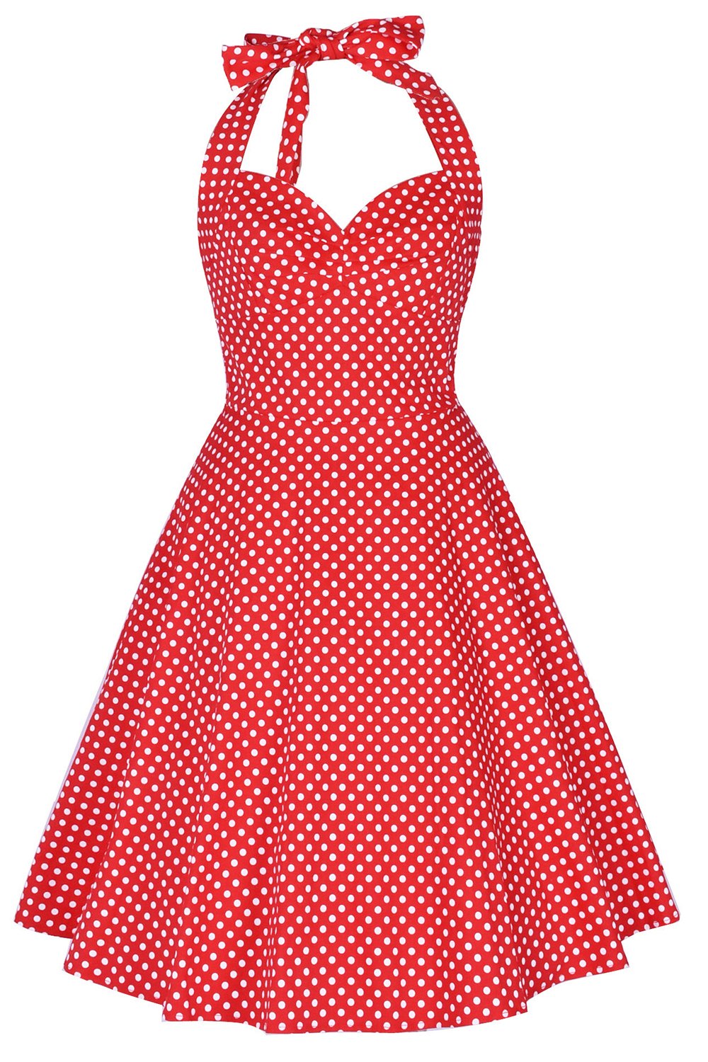 50'er Rød Polka Dot Halter Dress