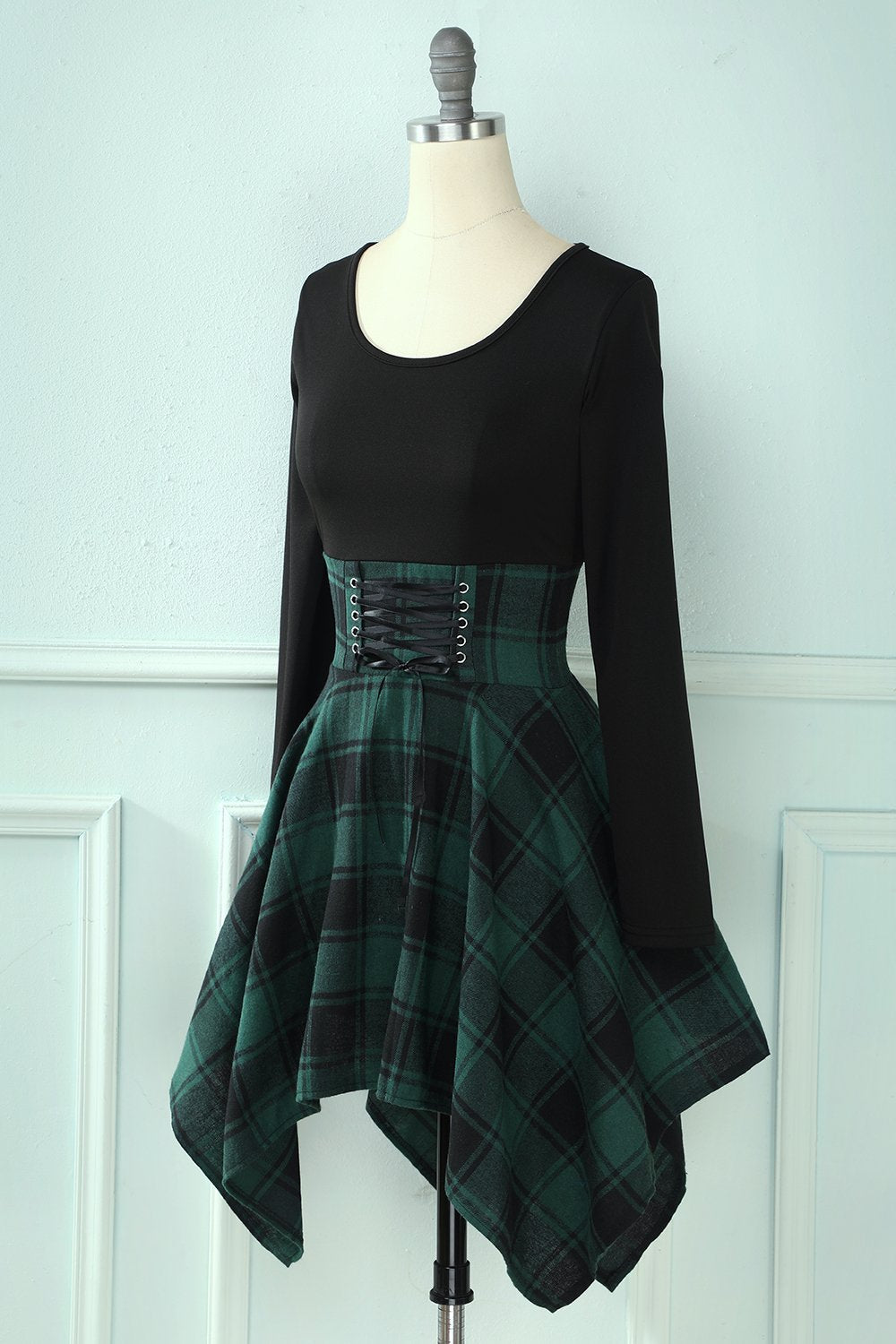 Vintage Patchwork Plaid Kjole