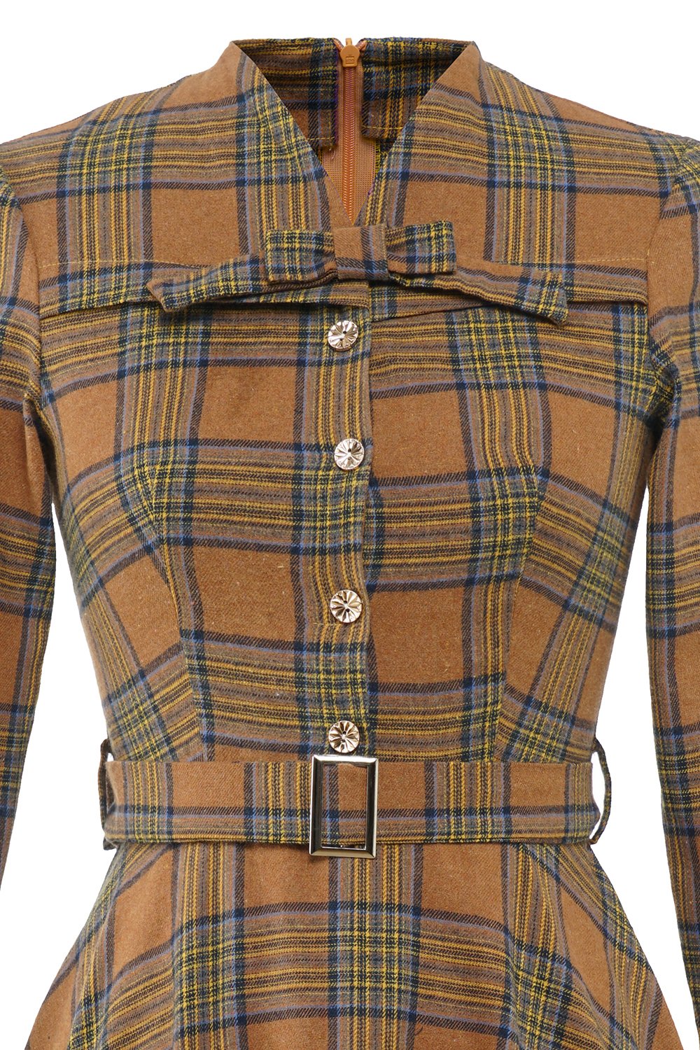Vintage Brun Plaid Kjole