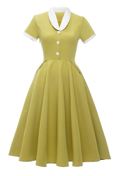 Vintage Citron Farve Kjole