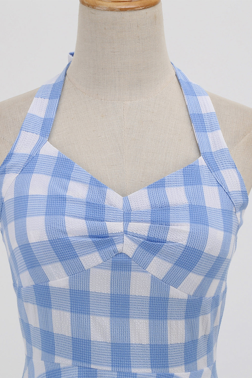 Retro Plaid Rygløs Kjole Til Kvinder