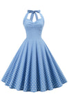 Retro Polka Dot Rygløs Kjole Til Kvinder
