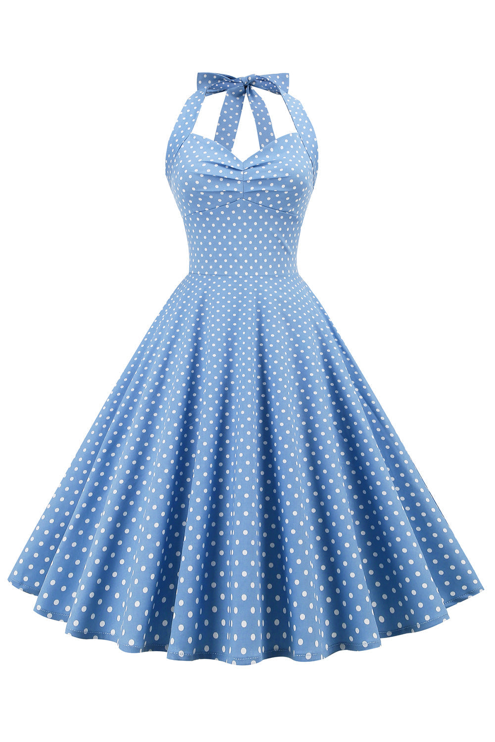 Retro Polka Dot Rygløs Kjole Til Kvinder