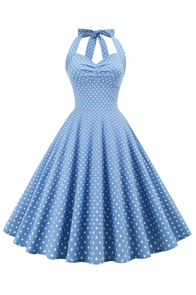 Retro Polka Dot Rygløs Kjole Til Kvinder