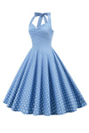 Retro Polka Dot Rygløs Kjole Til Kvinder