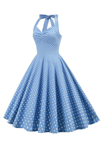 Retro Polka Dot Rygløs Kjole Til Kvinder