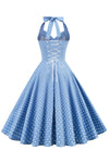 Retro Polka Dot Rygløs Kjole Til Kvinder