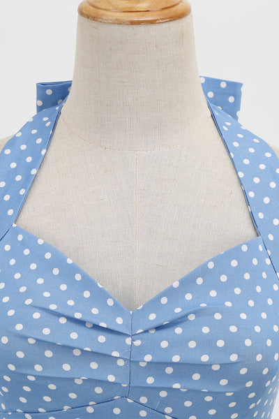 Retro Polka Dot Rygløs Kjole Til Kvinder