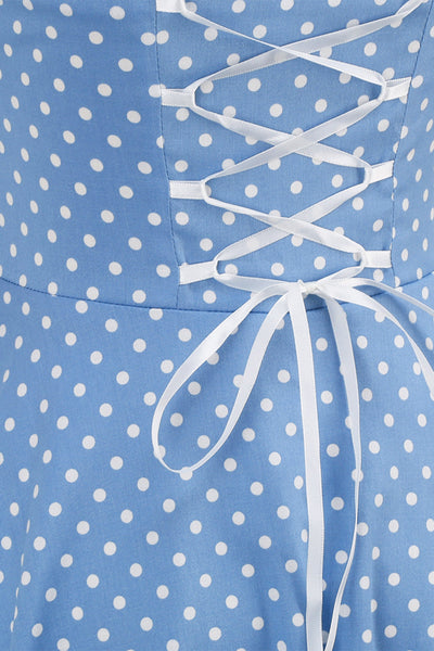 Retro Polka Dot Rygløs Kjole Til Kvinder