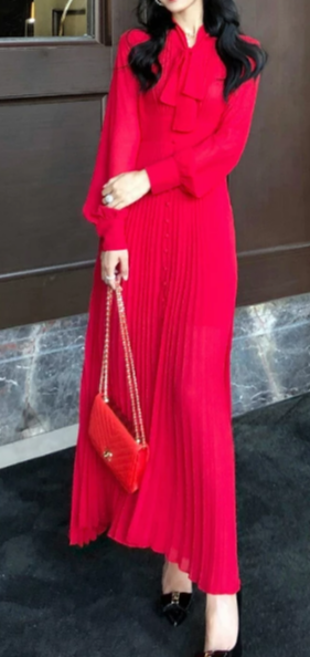 Vintage 40'er Højtalje Rød Kjole