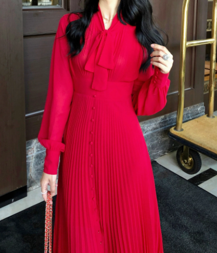 Vintage 40'er Højtalje Rød Kjole