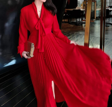 Vintage 40'er Højtalje Rød Kjole