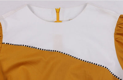 Smuk Gul Og Hvid Kjole Vintage Design