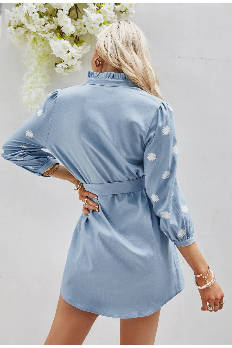 Lyseblå Vintage Minikjole