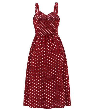 60'er Polka Dot Kjole Bourgogne