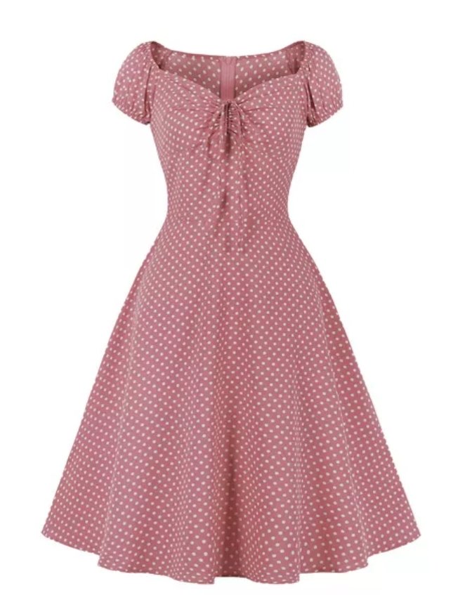 Vintage Rød Polka Dot Åben Kjole