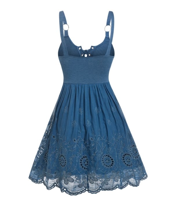 50'er Amerikansk Kjole Blå