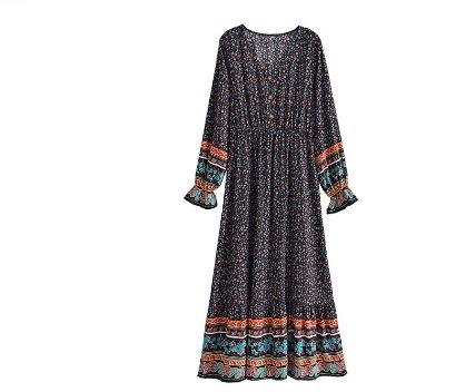 70'er Sort Gingham Kjole