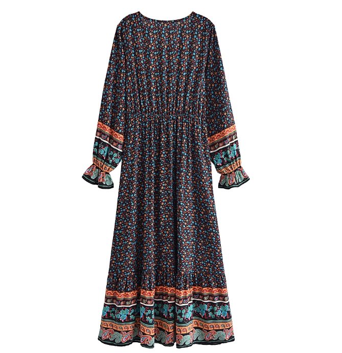 70'er Sort Gingham Kjole