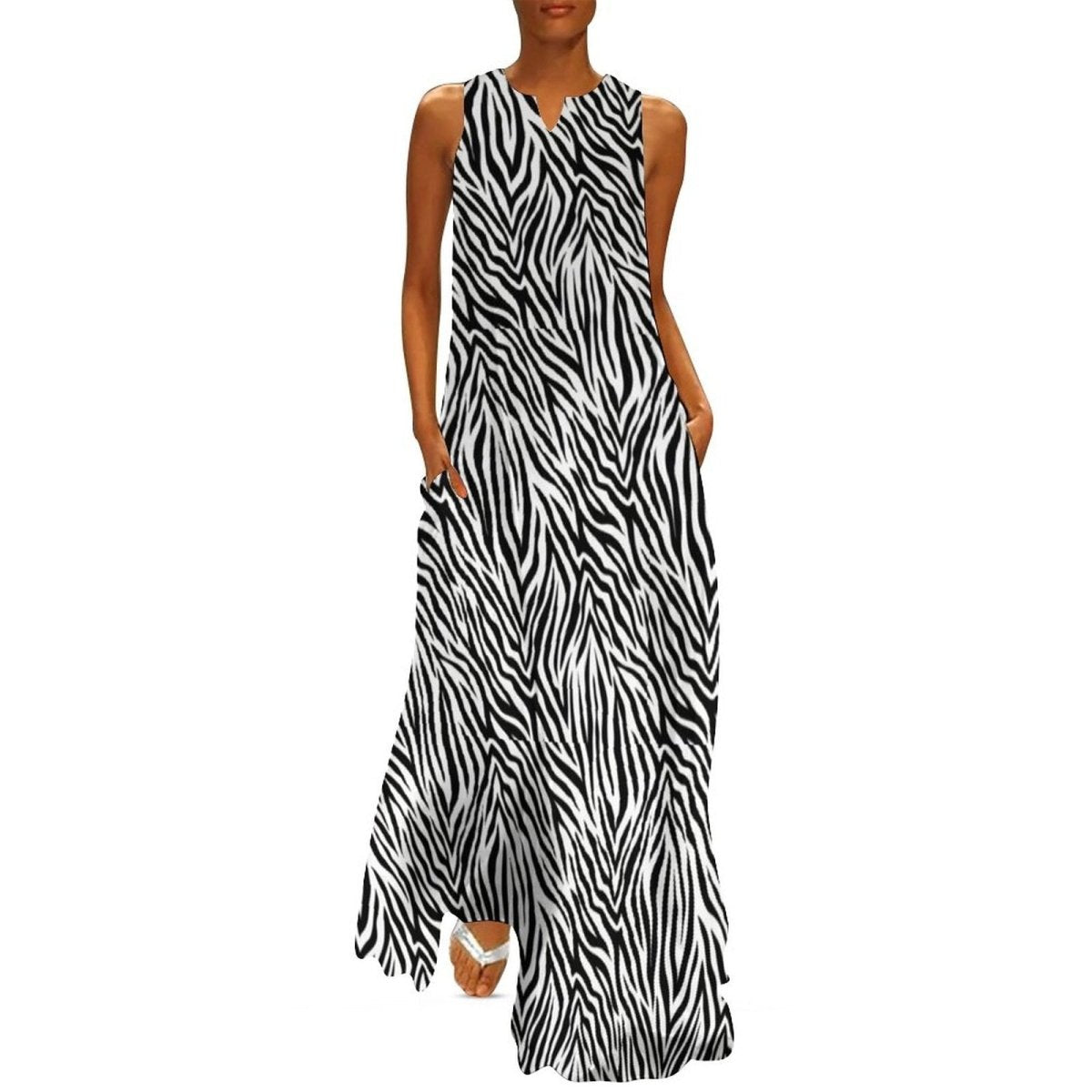 70'er Vintage Sort Og Hvid Kjole