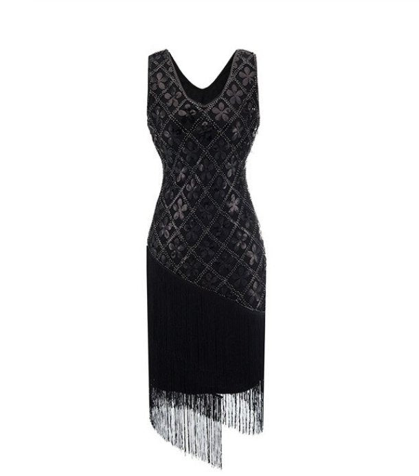 20'er Vintage Plus Size Sort Kjole